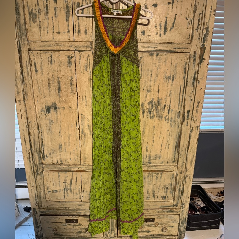 Poupette St. Barth Green Sheet Maxi Floral Dress